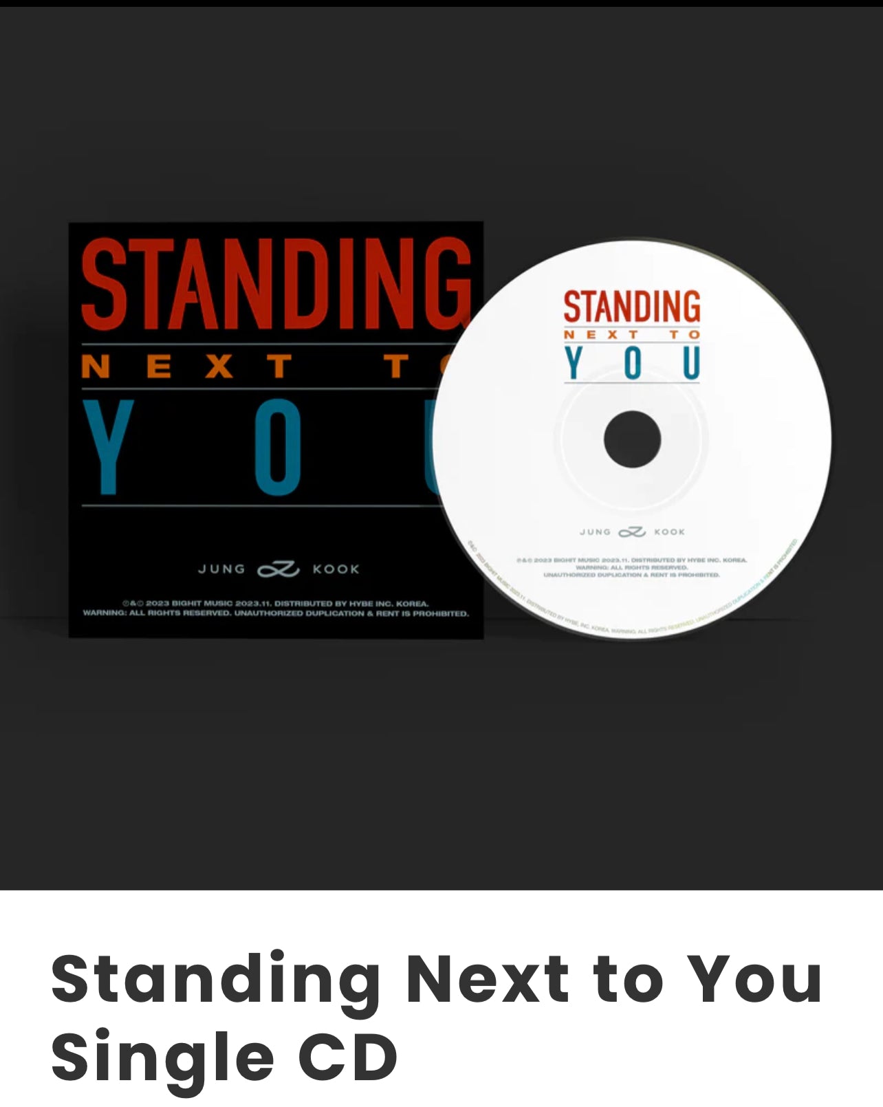 Jungkook Standing Next To You CD Single Pre Order