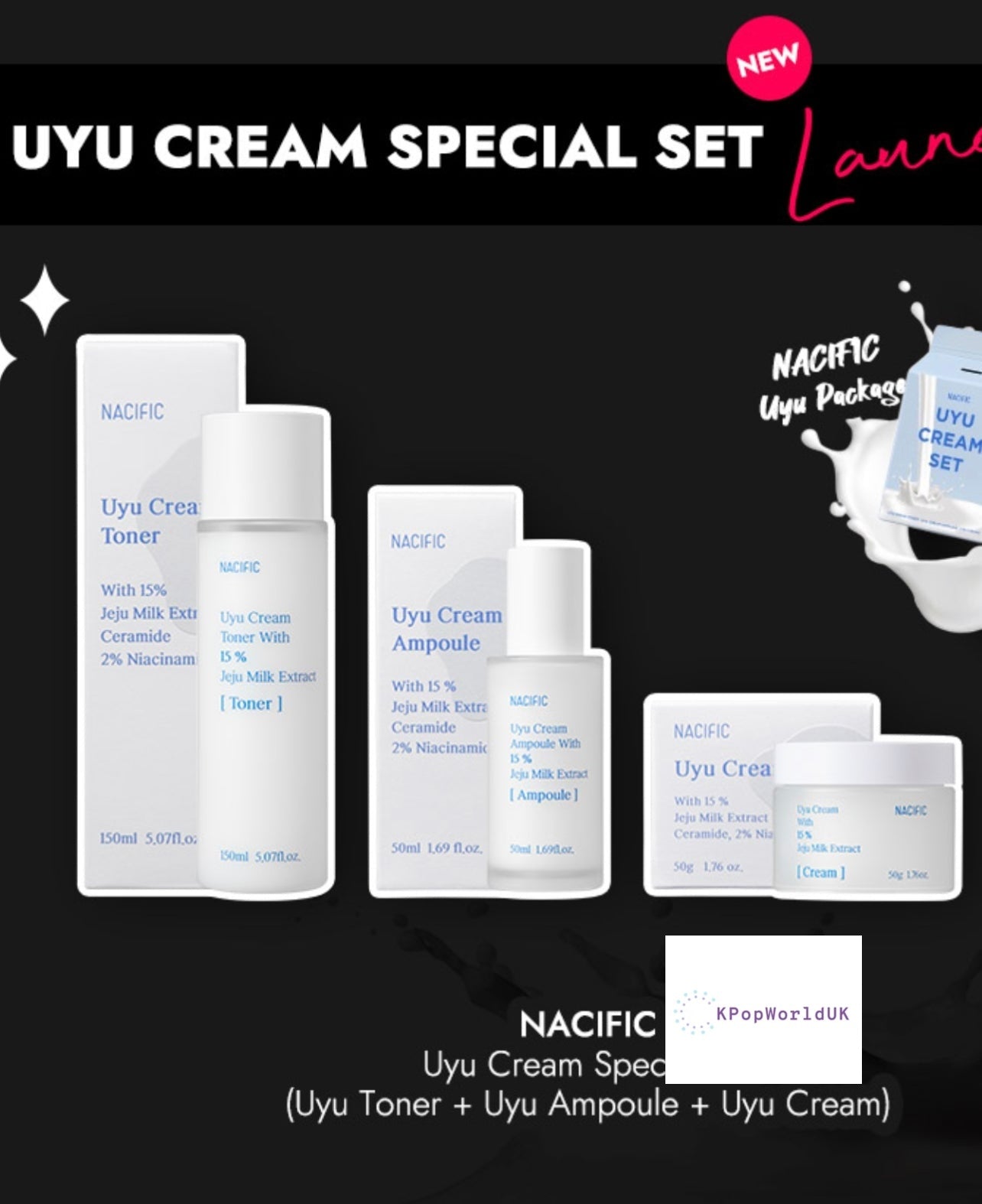 NACIFIC UYU CREAM SPECIAL SET- Toner+Essence+Cream – KPopWorldUK